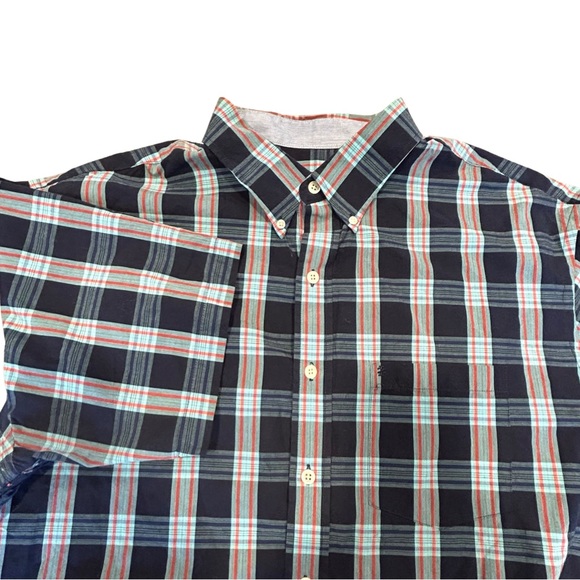 Izod Other - Izod Button Down Shirt 100% Cotton Long Sleeve Blue/Green Check Plaid Mens 2XLT